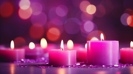 Obraz na płótnie Canvas Flaming pink aroma candles