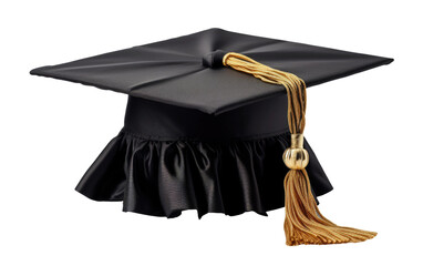 Black Graduation Cap With Gold Tassel Student on a White or Clear Surface PNG Transparent Background
