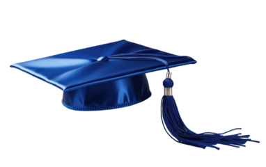 Blue Graduation Cap With Blue Tassel on a White or Clear Surface PNG Transparent Background