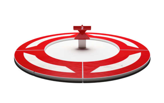 Vivid Red Roundabout Traffic Sign on a White or Clear Surface PNG Transparent Background