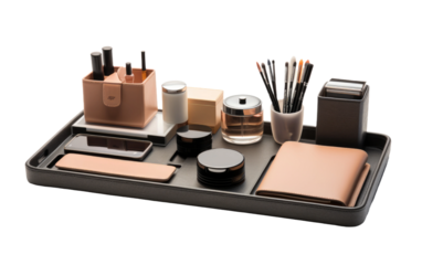 Trays and Desk Accessories Set on a White or Clear Surface PNG Transparent Background