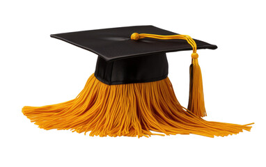 Sunshine Yellow Graduation Cap with Gold Tassel on a White or Clear Surface PNG Transparent Background