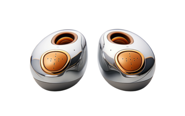 AI Powered Language Translation Earbuds on a White or Clear Surface PNG Transparent Background