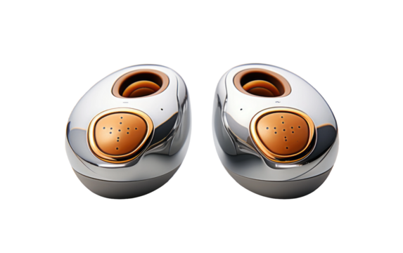 AI Powered Language Translation Earbuds on a White or Clear Surface PNG Transparent Background