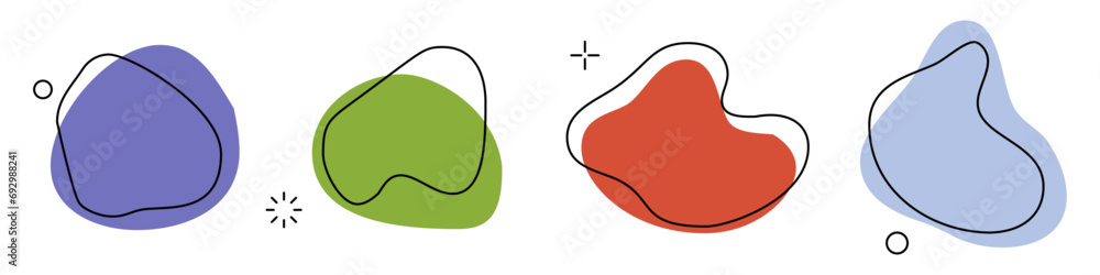 Poster set of blob shapes design elements. colorful irregular shape composition