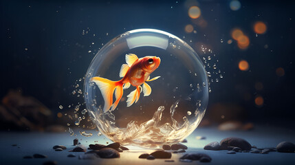 goldfish inside a bubble 