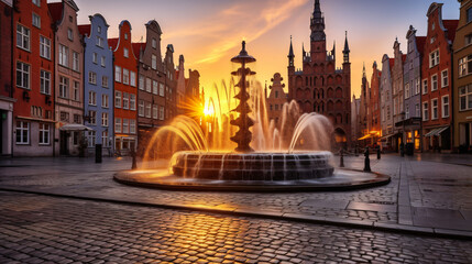 Gdansk Poland November 26 2023 Sunrise - obrazy, fototapety, plakaty