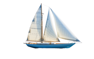 White Sailing Boat Summer Vacation Tour on a White or Clear Surface PNG Transparent Background