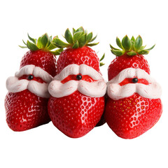 Mini Strawberry Santas on White on a transparent background