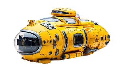 Underwater Yellow Drone Submarine Defense on a White or Clear Surface PNG Transparent Background