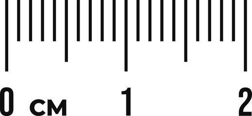 Ruler scale 2 cm transparent png. Centimeter scale for measuring - obrazy, fototapety, plakaty