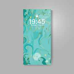 Smartphone screen with abstract wavy marble wallpaper concept