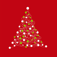 Christmas Red Card with Simple Christmas Tree
