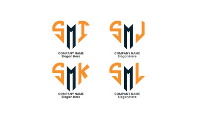 SM letter  logo, modern letter logo, Branding identity bundle corporate logo design.