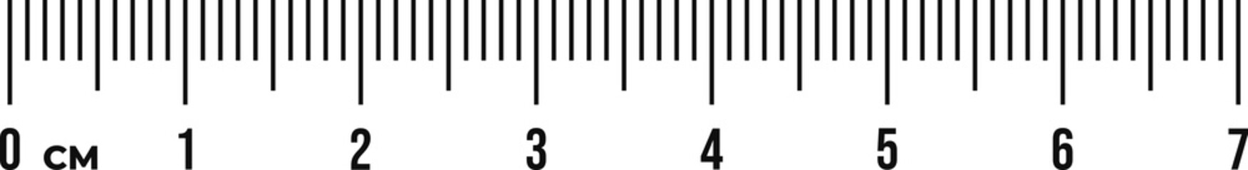 Ruler scale 7 cm. Centimeter scale for measuring