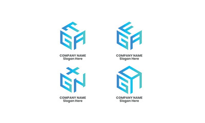 Gradient letter logo, Branding identity bundle corporate logo design, vector letter shape logo,