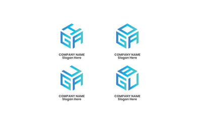  Vector letter shape logo, Gradient letter logo, Branding identity bundle corporate logo design.