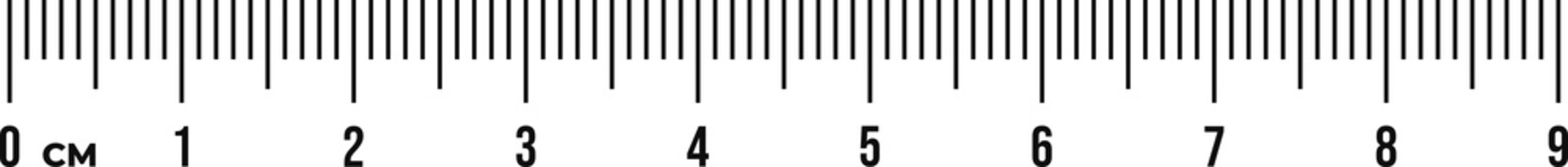 Ruler scale 9 cm. Centimeter scale for measuring