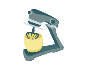Planetary dough mixing machine, planetary mixer. Kitchen appliances. Vector illustration