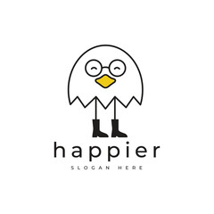 happy duck adorable animal logo design graphic vector