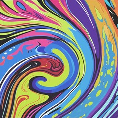 Modern Abstract Fluid Art Colourful Painting