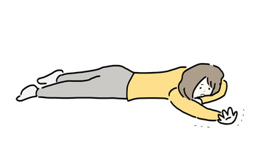 うつ伏せで倒れて動けず助けを求める女性