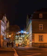 Fototapeta na wymiar Altstadt Marburg, Adventszeit Lichter, Dezemberwetter, keine Menschen