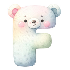 Watercolor baby bear alphabet In pastel color