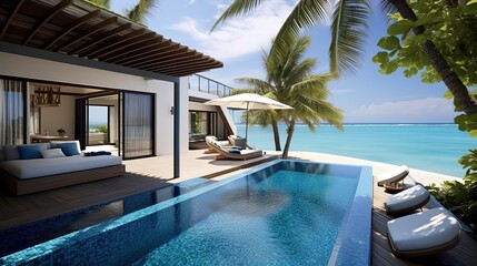 the pool at or near maldives at sunny - obrazy, fototapety, plakaty