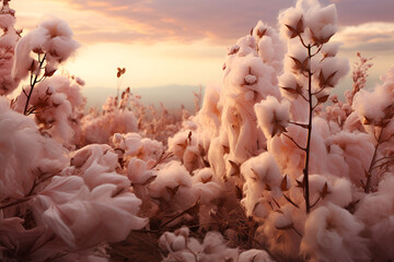 Cotton in a cotton field , natural product - obrazy, fototapety, plakaty