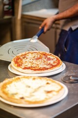 real Neapolitan Italian pizza called margherita pizza just out of the oven