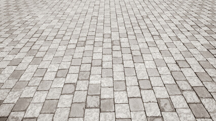 Stone Square Cobbles Close-Up Background Sepia  - 692998674