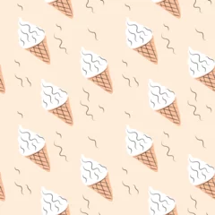 Foto op Aluminium Summer seamless pattern with hand drawn ice cream. The pattern is great for fabric, wallpaper, wrapping paper, postcard, layout. © Anastasia