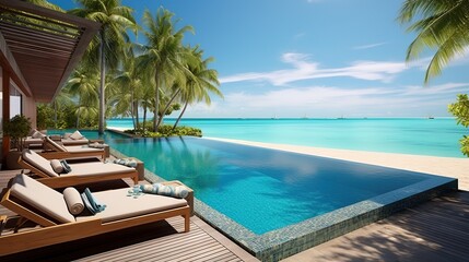 Fototapeta na wymiar the pool at or near maldives at sunny