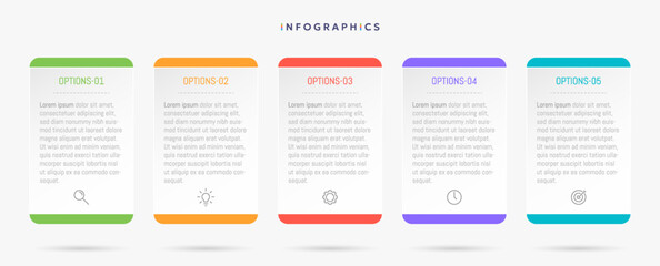Modern business infographic template with 5 options or steps icons - obrazy, fototapety, plakaty