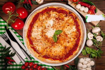 Margherita pizza mozzarella cheese tomato sauce basil International pizza day