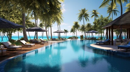 Fototapeta na wymiar the pool at or near maldives at sunny
