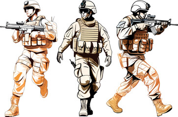 Military man vector, marines, NAVY, army soldier - obrazy, fototapety, plakaty
