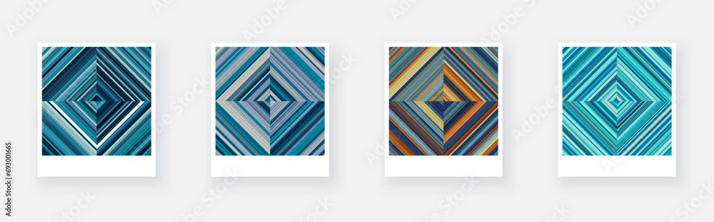 Aufkleber variants of paper card with square checkered striped water patterns.