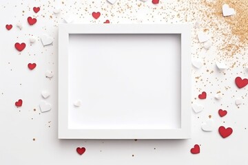 Charming blank frame adorned with an array of colorful hearts, perfect for Valentine's Day designs or love-themed projects