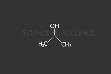 Isopropyl alcohol molecular skeletal chemical formula - obrazy, fototapety, plakaty
