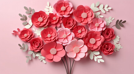 Pink and red paper craft flower
