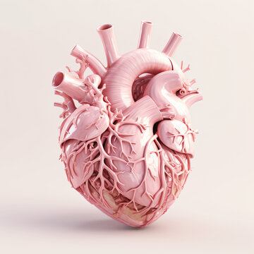 Pink Anatomical Heart 3d illustration