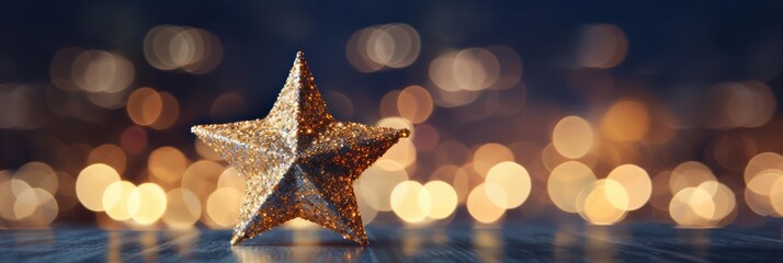 Christmas golden light shed bokeh particles over a background, new year 2024 banner - obrazy, fototapety, plakaty