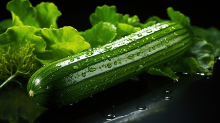 Garden-grown cucumber. telephoto lens realistic lighting