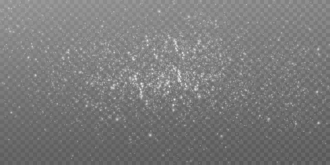 Fotobehang White scattering of small particles of sugar crystals, flying salt, top view of baking flour. White powder, powdered sugar explosion isolated on transparent light background. Vector illustration. © andreu1990