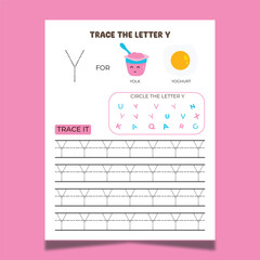  vector alphabet tracing worksheet with letter and vocabulary