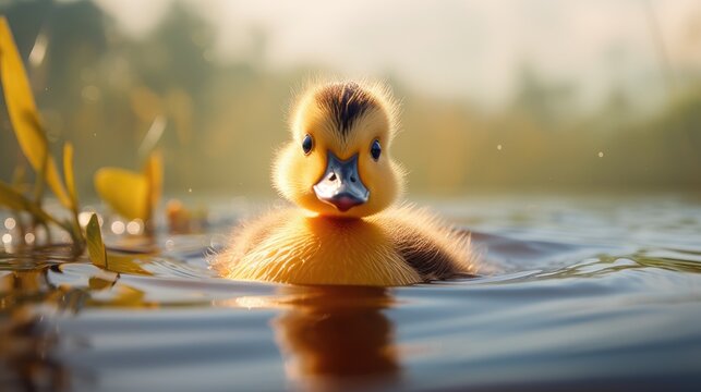 cute little baby duckling duck in nature
