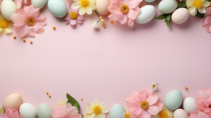 spring flowers and easter egg frame