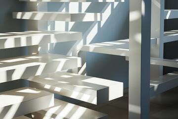 Intersecting planes with shadows that suggest three-dimensional space.